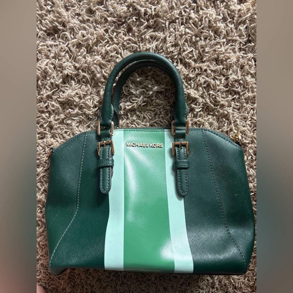 Michael Kors Two Tone Green Satchel